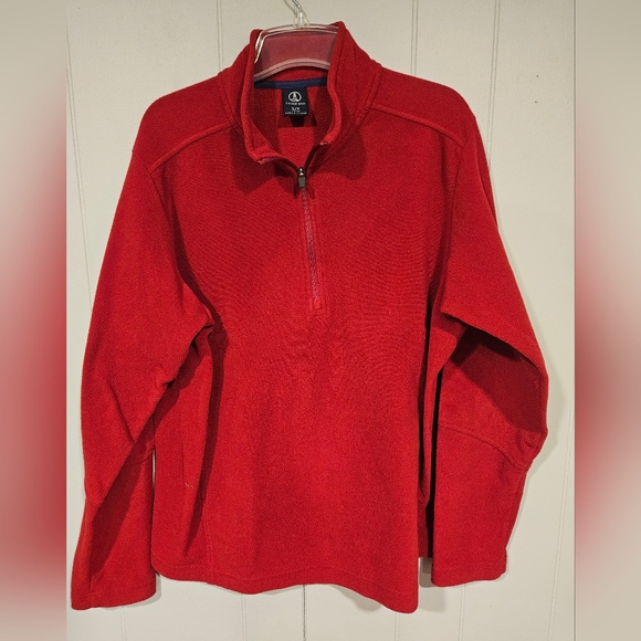 Lands End Polartec Quarter Zip Fleece Jacket Red Mens Size Large Tall Pullover - Picture 1 of 5